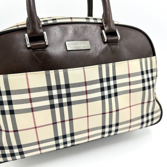 Burberry Brown Novacheck Boston Zip Tote - Picture 8 of 9